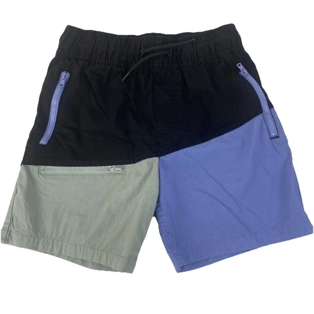 Wonder‎ Nation Swim Trunks Boys Size 8 Colorblock Mesh Lined Black Blue Kids